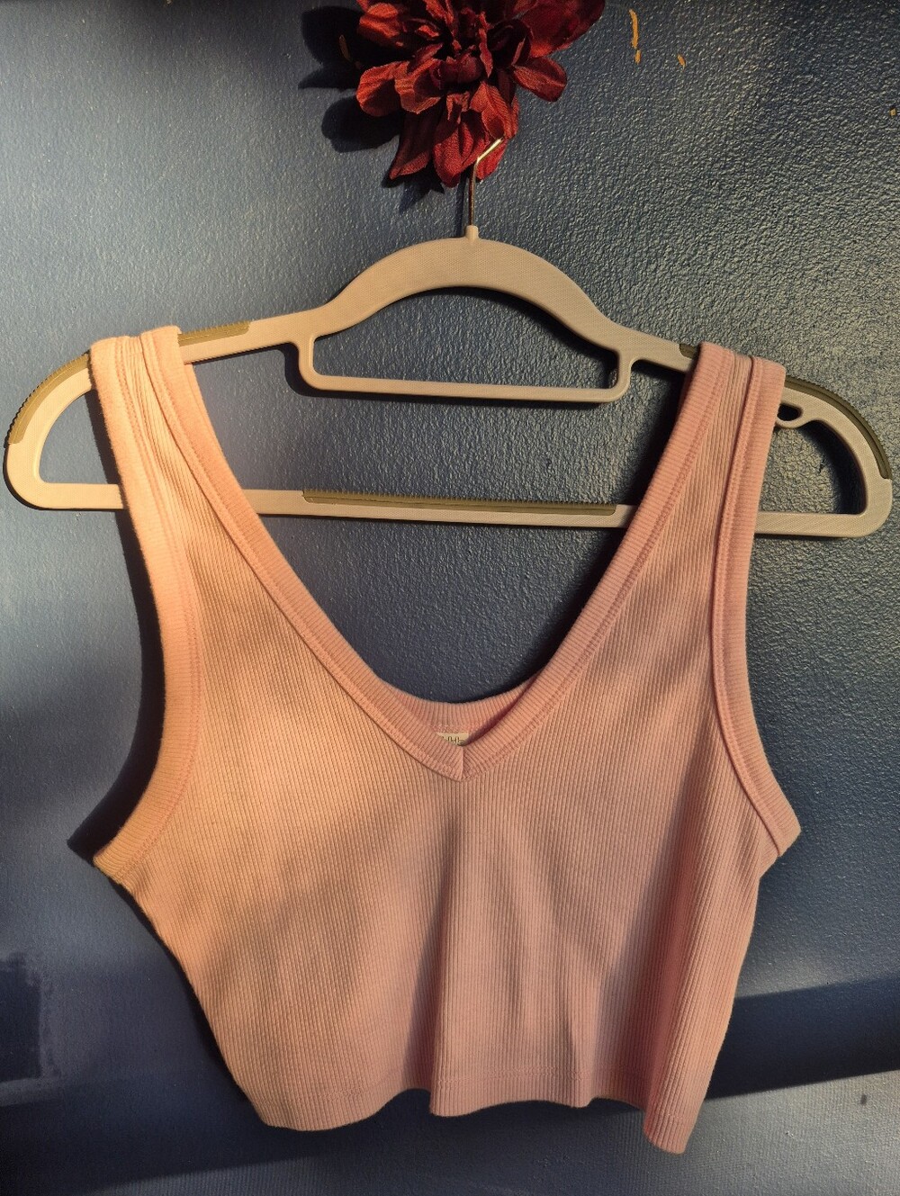 wild fable light pink ribbed V-neck tee